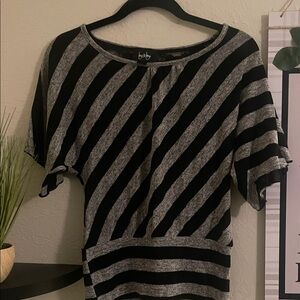 by & by Black and Gray Diagonal Striped Shirt Size Small